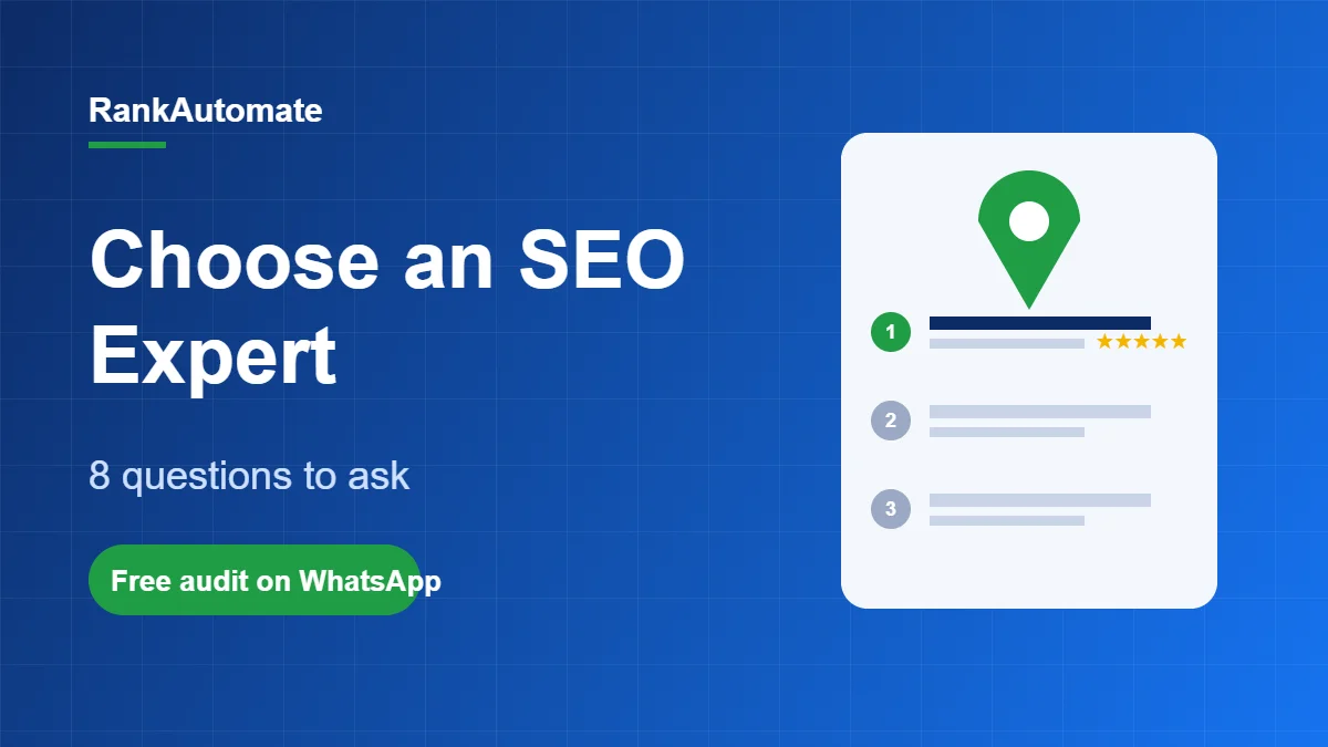 Choose an SEO Expert – 8 questions to ask: RankAutomate graphic with a Google Maps pin and local ranking results