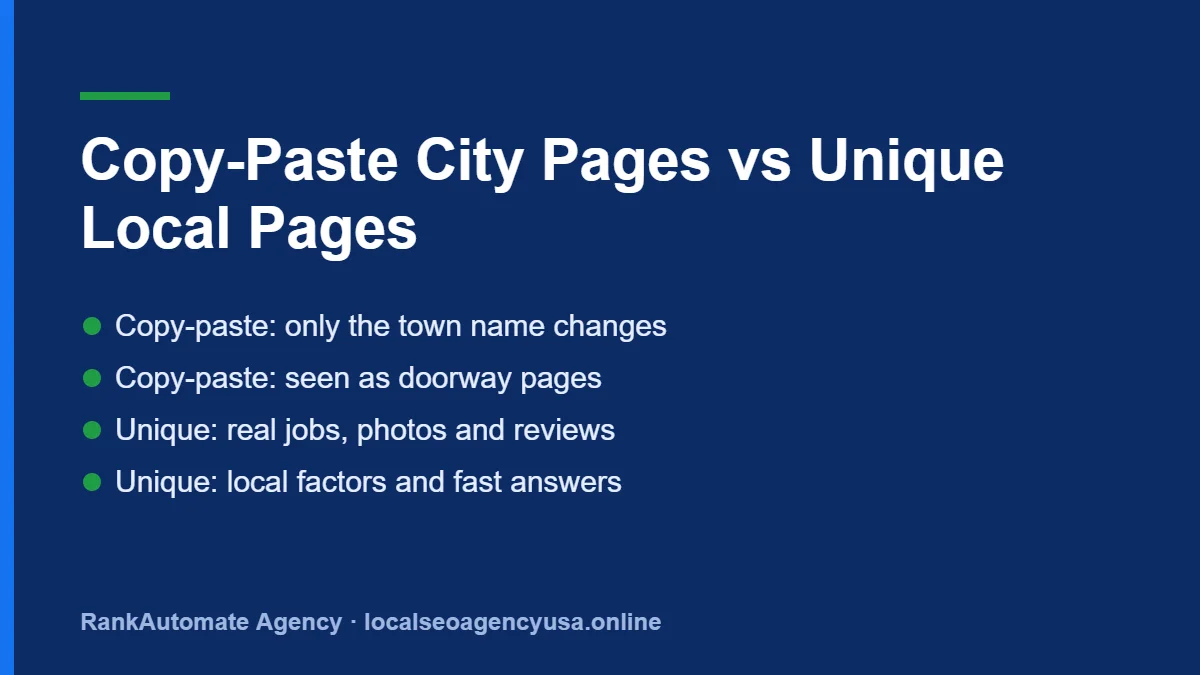 Copy-paste city pages vs unique local landing pages