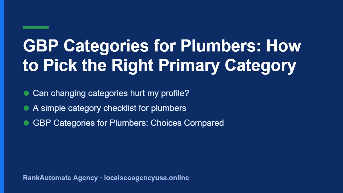 GBP categories for plumbers: Can changing categories hurt my profile?
