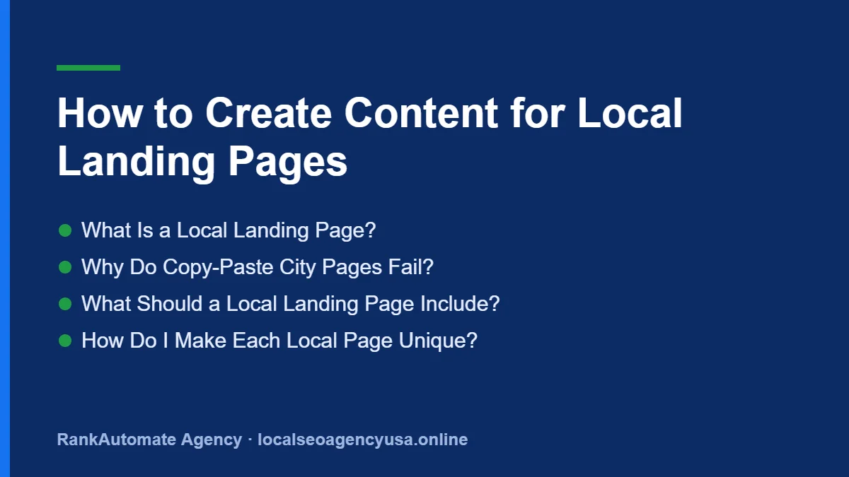 How to create content for local landing pages: What Is a Local Landing Page? Why Do Copy-Paste City Pages Fail?