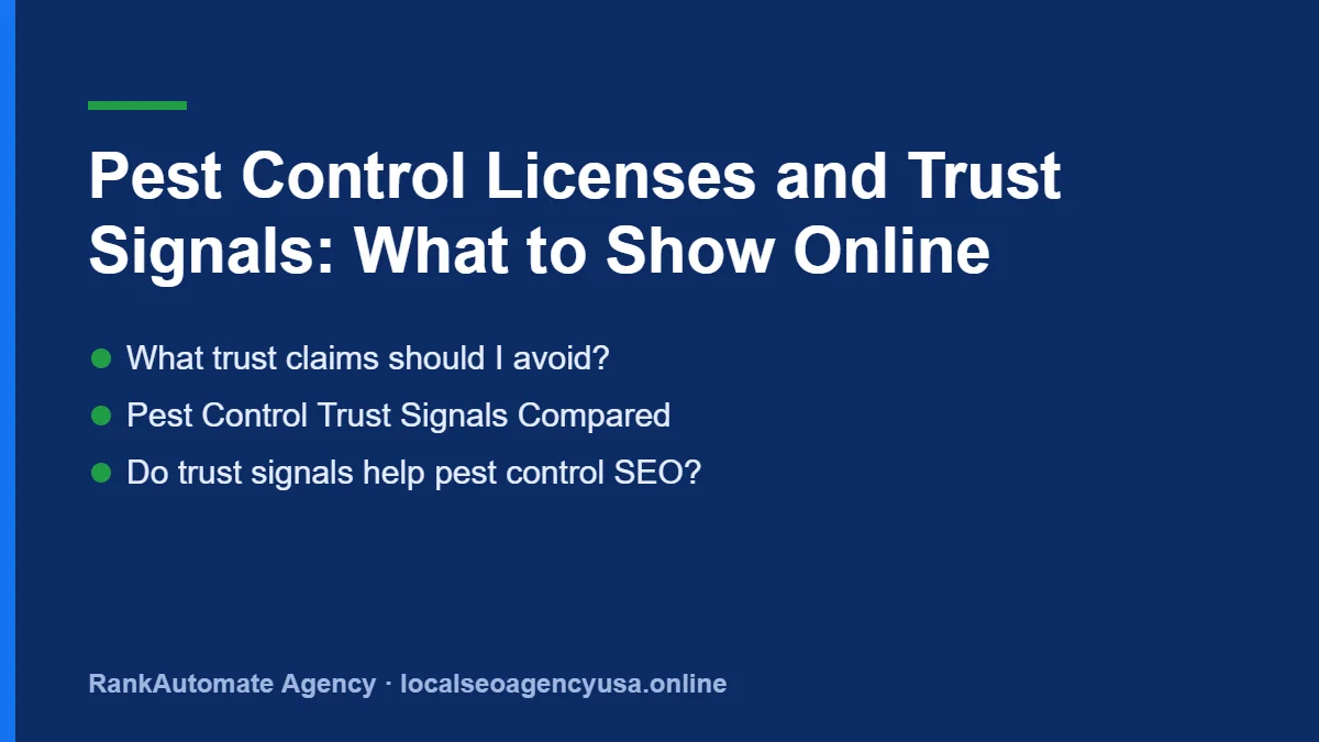 Pest control license: What trust claims should I avoid?
