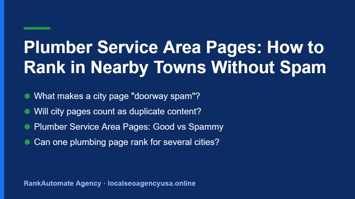 Plumber service area pages: What makes a city page "doorway spam"?