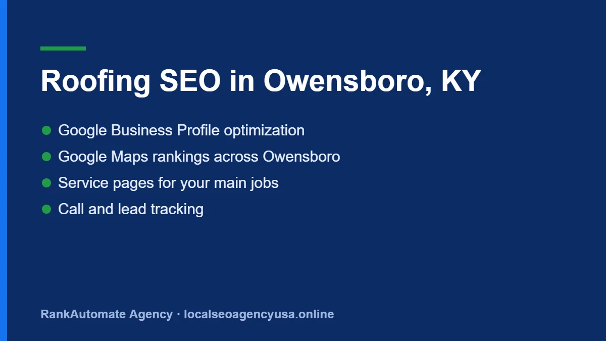 Roofing SEO IN Owensboro: Google Business Profile, Maps rankings, service pages and call tracking for Roofing companies